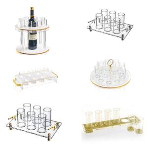 Nouveaux produits Judaica : Ensemble à liqueur en Lucite motif brindille, présentoir classique transparent pour Pessa'h, cadeau pour la maison juive ou un mariage, idéal pour Shabbat et Yom Tov - Product Image 1