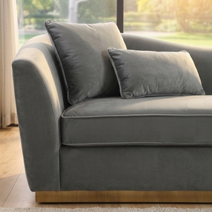 Set di Divani Moderni in Velluto Grigio Scuro, 3 Pezzi con Braccioli Curvi e Base Dorata per Soggiorno - Product Image 2