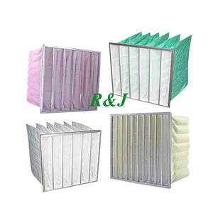 HVAC-Filtros de bolsillo soplados, filtro de aire de fibra sintética con marco de aluminio, G4, F5, f6, F7, F8
