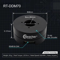 Moteur à entraînement direct Reacher RT-DDM70B 36V 1,59 Nm de pointe, articulation de cobot haute tension, encodeur 14 bits CAN RS485, moteur de couple sans balais FOC