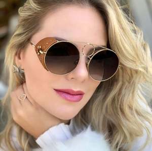 Gafas de Sol Circulares de Metal Estilo Punk Vintage 2019 con Protección Lateral de Cuero, Gafas de Sol Steampunk, Oculos De Sol - Product Image 1