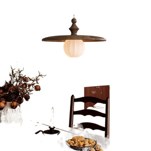 Lámpara Colgante Estilo Wabi Sabi Vintage, Redonda, E27, LED, de una Sola Cabeza, Color Chocolate, Iluminación Ambiental para Dormitorio - Product Image 5