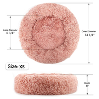 Fournisseurs d'échantillon gratuit personnalisé nouveauté rose donut rond long lit en peluche pour animaux de compagnie moelleux apaisant petit chat chien maison chaude