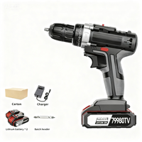 Perceuse sans fil professionnelle à vitesse variable au lithium-ion, type pistolet, 2 batteries, 1 chargeur, pour usage en construction, 275 in-lb