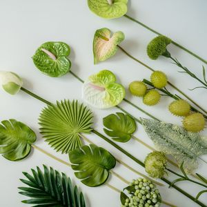 Plantas Verdes Artificiales, Flores de Seda, Decoración para Bodas, Accesorios de Decoración para el Hogar - Product Image 1