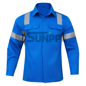 100% di cotone personalizzato Anti-statico ciao Vis Workwear manica lunga ritardante di fiamma nastro riflettente tuta Plus Size abbigliamento da lavoro - Product Image 1