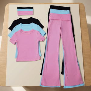 Ensemble décontracté 2 pièces pour femme, été, coupe ajustée, avec bandeau, respirant, léger, en coton et élasthanne, couleur unie, vêtements de détente de qualité supérieure - Product Image 2