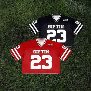 Crop Top Blanc T-shirt Streetwear Noir Personnalisé Classique Rétro Maillot de Football - Product Image 1