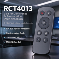 Remote Kontrol Suara IR BLE 13 Tombol untuk Pemutar Multimedia Home Theater RCT4013 Kontrol Satu ke Satu OEM ODM