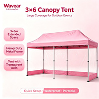Tente Pop-Up Robuste 3x6 avec Parois Latérales Transparentes en Tissu Oxford PVC Imperméable pour Sports et Expositions Extérieures Grand Format