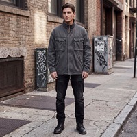 Proveedor Mayorista de Chaquetas de Algodón para Hombre, Estilo Informal, Cuello Alto, Lavadas, con Bordado Personalizado, Modelo TKAN9001