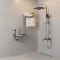 Combinaison de douche à atmosphère intelligente brossée grise Affichage numérique Clés de piano Valve en céramique Massage par pluie douce Robinets sous pression