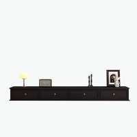 Meuble TV mural flottant en bois massif moderne, console multimédia minimaliste, ensemble de meubles de salon avec table basse