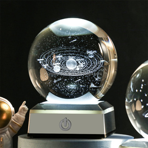 Wholesale Modern Cloud 3D Crystal Ball <strong>Lamp</strong> With Luminous Led Square <strong>Silver</strong> Base Desktop Home Display - Product Image 4