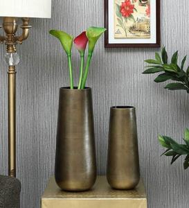 Jarrón de aluminio creativo de lujo con diseño de cristal de latón, florero de Metal, cubo, maceta, contenedor, boda, hogar, sala de estar, jardinería - Product Image 2