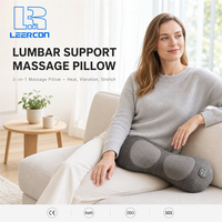 Oreiller de massage intelligent LEERCON pour le cou, avec compression d'air, chauffage et pétrissage, rechargeable, pour soulager les tensions à la maison, au bureau et en voyage