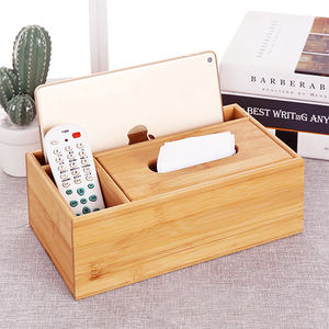 Boîte de rangement de bureau en bois de <span class=keywords><strong>bambou</strong></span> multi-usages stylo de maquillage téléphone portable Boîte de rangement en <span class=keywords><strong>bambou</strong></span> pour mouchoirs - Product Image 2