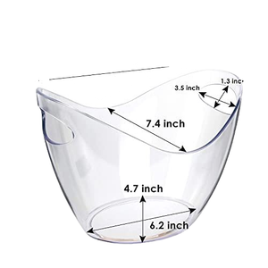 Cubetas de Hielo de Plástico Acrílico Transparente de 4L con Logotipo Personalizado, Cubetas para Bebidas para Bar, KTV, Champán, Vino, Color Negro y Blanco - Product Image 2