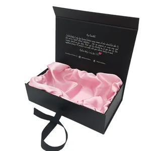 Free Sample Customs Save Place Extension Hair Wig Folding Custom Magnetic Closure Gift Box With Satin For Festival Packaging