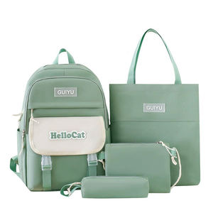 Vente en gros de sacs à dos de 4 pièces de grande capacité de qualité supérieure pour étudiants Ensemble de sacs à dos style fille mignonne pour enfants - Product Image 1