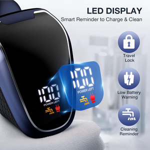 ชุดโกนหนวดไฟฟ้าสำหรับผู้ชายแบบกันน้ำ 7D สำหรับโกนศีรษะ พร้อมจอ LED ป้องกันการหนีบผิว  ชาร์จผ่าน USB ได้ - Product Image 4