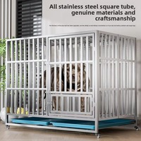 Jaula Plegable para Perros de Acero Inoxidable Resistente, Marco Cuadrado Transpirable, Uso en Interiores, Todas las Estaciones, para Razas Medianas/Grandes