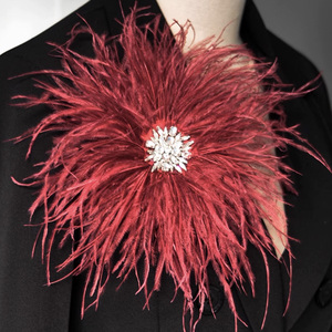 Broches Art <span class=keywords><strong>D</strong></span>éco en Strass Vente en Gros Épingles pour Femmes Vêtements Écharpe Robe Chapeau Chapeaux <span class=keywords><strong>Plume</strong></span> <span class=keywords><strong>d</strong></span>'<span class=keywords><strong>autruche</strong></span> Broche Fleur du Sein - Product Image 5