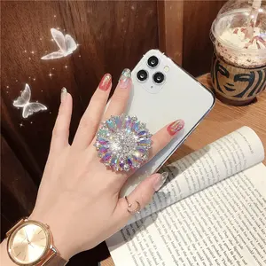 China Factory Price Crystal Shiny Plastic Diamond Mobile Phone Grip Holder Sockets Pearl Popping Sockets