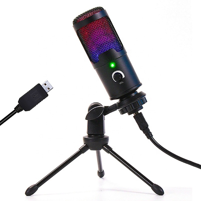 U786 Usb Streaming Podcast Professional Mike Desktop Record Condenser Micfone Tripod USB Mic Gaming RGB Microphone