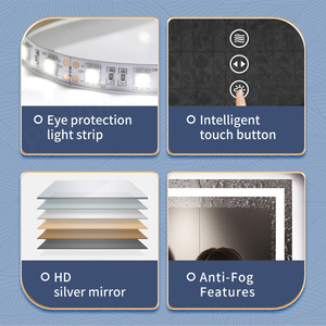 Hôtel Mur Monté Led Miroir Salle De Bains Intelligent Lumineux Dimmable Touch Switch Control Miroir - Product Image 3