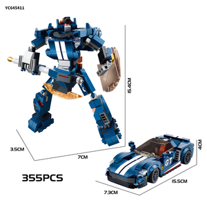 Kits de bloques de construcción de <span class=keywords><strong>Robot</strong></span> de deformación de coche deportivo DIY 2 en 1 STEM modelo de construcción educativo juguetes para niños - Product Image 2