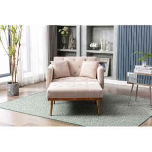 COOLMORE-silla moderna con marco de madera para sala de estar, Sillón relajante de terciopelo con estilo de ocio - Product Image 3