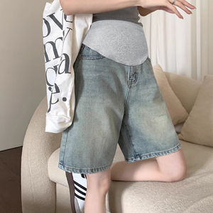 Nouveau <span class=keywords><strong>short</strong></span> <span class=keywords><strong>en</strong></span> <span class=keywords><strong>jean</strong></span> respirant pour femmes enceintes taille élastique décontracté soutien du ventre Version coréenne lâche maternité été Shorts - Product Image 5
