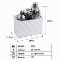 Servo Industrial Sin Escobillas PTK K9180 SSG-D 200kg 28V 5BB Engranaje de Acero Inoxidable 416 0.160s 60° Aluminio CNC para UAV de Ala Fija