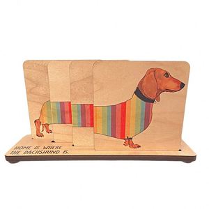 New Arrival Eco-Friendly Dachshund Roller Creative Rainbow Model Coaster Unique Wooden <b>Ornaments</b> - Product Image 1
