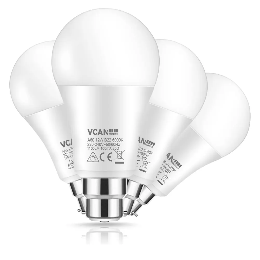 VCAN B22 LED ampuller süper parlak 1100LM 12W A60 buzlu küre Golf topu ampuller enerji tasarrufu için oturma odası yatak Led ampul B22