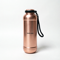 Thermos à eau de 615 ml en acier inoxydable, bouteille isolée sous vide, couvercle à ouverture à une main, finition or rose, bouteille portable pour boissons en plein air