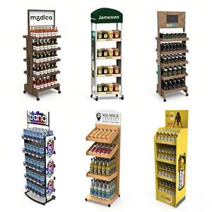 Présentoir à vin sur pied en métal pour supermarché et magasin de proximité, couleur et taille personnalisables - Product Image 1