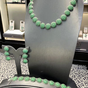 שרשרת ריינסטון ירוק בקיץ 15 מ "מ + צמיד מתנה היפ הופ מתנה - Product Image 2