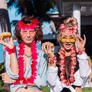 Tropical Hawaïen Hibiscus Artificielle Fleur Collier Artificielle Hawaïen Leis Hawaii Lei Ensemble En Gros Soie Leis Guirlande Guirlande - Product Image 1