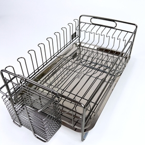 رف تخزين قائم بذاته بتصميم عصري مخصص من الفولاذ المقاوم للصدأ 201 + سلك PVC بطلاء كهربائي لتجفيف الأطباق والأوعية - Product Image 1