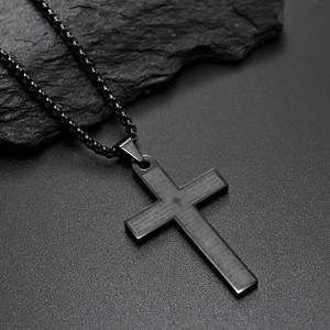 <b>Titanium</b> Steel Cross Necklace Unisex Sweater <b>Chain</b> Gift Jewelry Fashion Pendant Gold Silver Black Color Options - Product Image 4