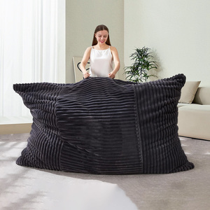 <span class=keywords><strong>Canapé</strong></span> géant modulaire d'usine en velours côtelé rayé, <span class=keywords><strong>mousse</strong></span> <span class=keywords><strong>polyéther</strong></span> haute densité, housse amovible zippée, vente en gros OEM - Product Image 2