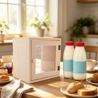 Armoire murale rustique en bois avec porte vitrée, petite boîte de rangement suspendue pour bouteilles de lait et courrier, décoration de porche extérieur