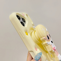 Nouvelle Tendance Coque en Silicone Mignonne Fille Ailée avec Support pour iPhone 17 Pro Max 16 Pro Max 15 Pro Max Housse Antichoc