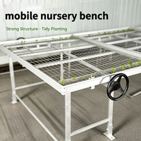 Banc de pépinière mobile en argent, grande table de culture en treillis métallique pour serre, étagère robuste pour la culture de semis