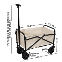Mini chariot familial de luxe pliable à quatre roues, avec cadre entièrement en acier, grande capacité de rangement, personnalisable OEM, pour le shopping et les pique-niques