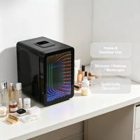 Mini-réfrigérateur de voiture 10L avec bande LED, porte miroir superposée, refroidissement et chauffage, faible consommation d'énergie