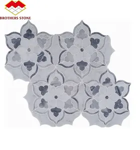 Foshan Modern Waterjet Mosaic Tiles Unique Marble Flower Pattern Inlay for Kitchen Backsplash for Hotel Villa