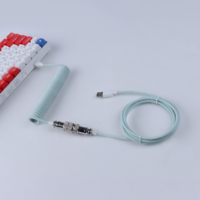Câble USB-C enroulé Macaron pour clavier mécanique de jeu avec rétroéclairage RVB et fonction Plug & Play